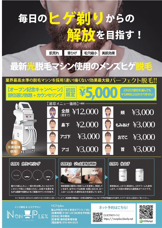 脱毛機のチラシサンプル - 業務用脱毛機「ペガサスONE」